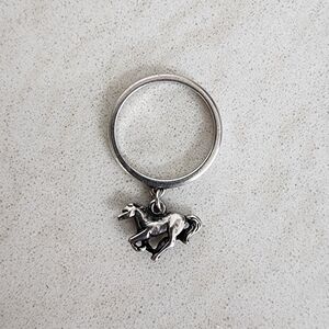 RARE Retired James Avery Silver Horse Equestrian Charm Ring Sz 8